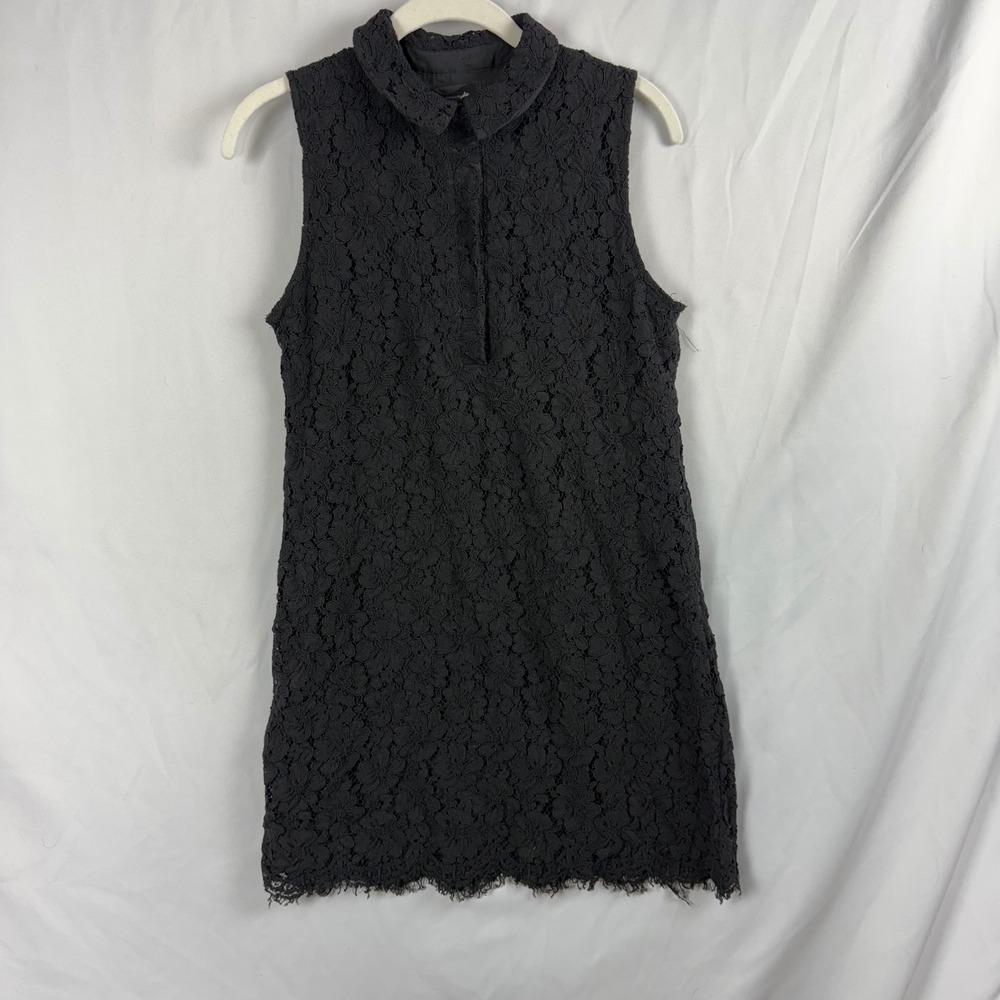 Lea & Viola Black Lace Collared‎ Sleeveless Sheath Dress Women's Size M